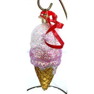 Old World Christmas Blown Glass Ornament Ice Cream Cone 4.5"